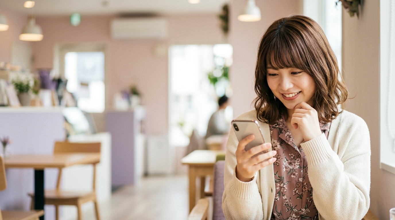 スマートフォンを見ている女性